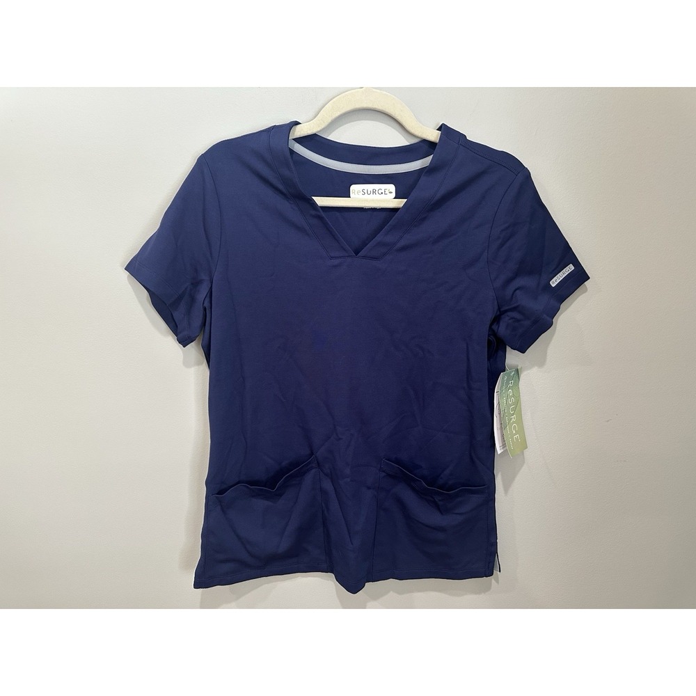 ReSURGE SuRay+ Scrub Top Women's Small Navy V-Neck Stretch 2 Pocket NWT